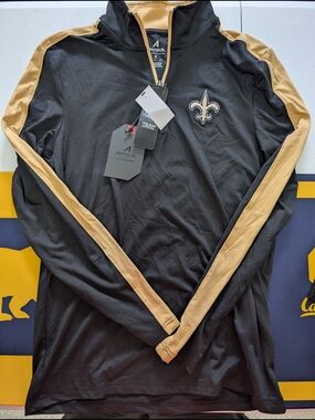 Antigua Black and Gold New Orleans Saints Quarter-Zip Pullover